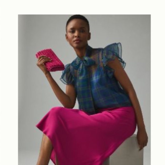 NWT Anthropologie Current Air Plaid Sheer Blouse with camisole XXS - Picture 1 of 4